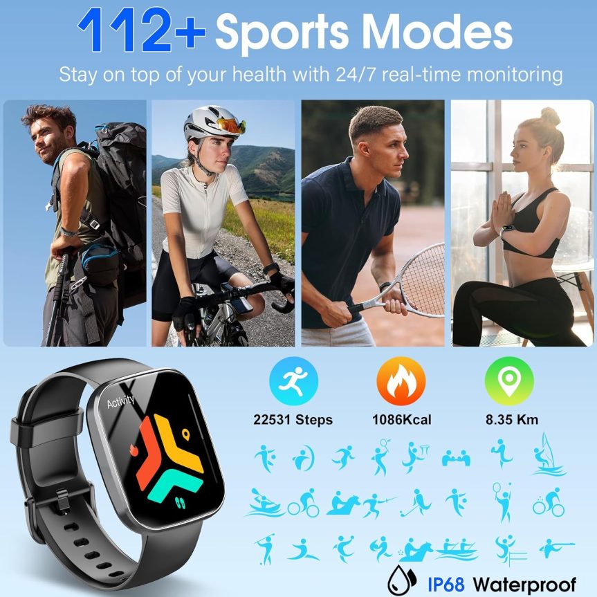 Smart Watch, 1.91" HD Screen Smartwatch for Men Women(Answer/Make Call), Fitness Watch with Heart Rate/Sleep Monitor/Steps Monitor, 110+ Sports Modes, IP68 Waterproof Activity Tracker Rose Gold - Image 4