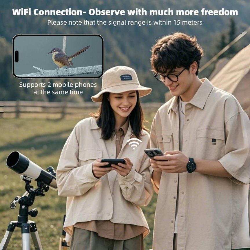 WiFi Telescope Camera Eyepiece, 64G Electronic Eyepiece Camera with 1.5" Screen, Astronomy Camera Fits to 28mm- 50mm Scopes, Perfect for Astrophotography, Birds Watching - Image 5