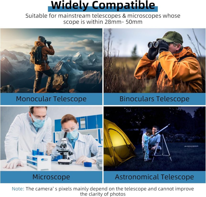 WiFi Telescope Camera Eyepiece, 64G Electronic Eyepiece Camera with 1.5" Screen, Astronomy Camera Fits to 28mm- 50mm Scopes, Perfect for Astrophotography, Birds Watching - Image 7